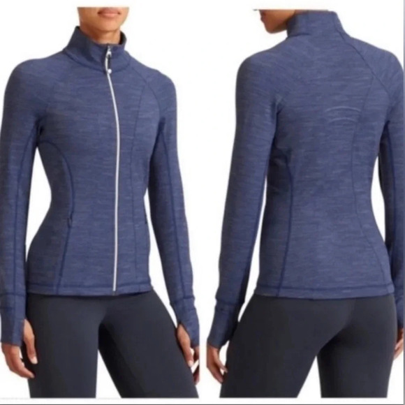 Athleta Striated Hope Jacket Full Zip Navy Blue Women’s - Size Small - Picture 1 of 10